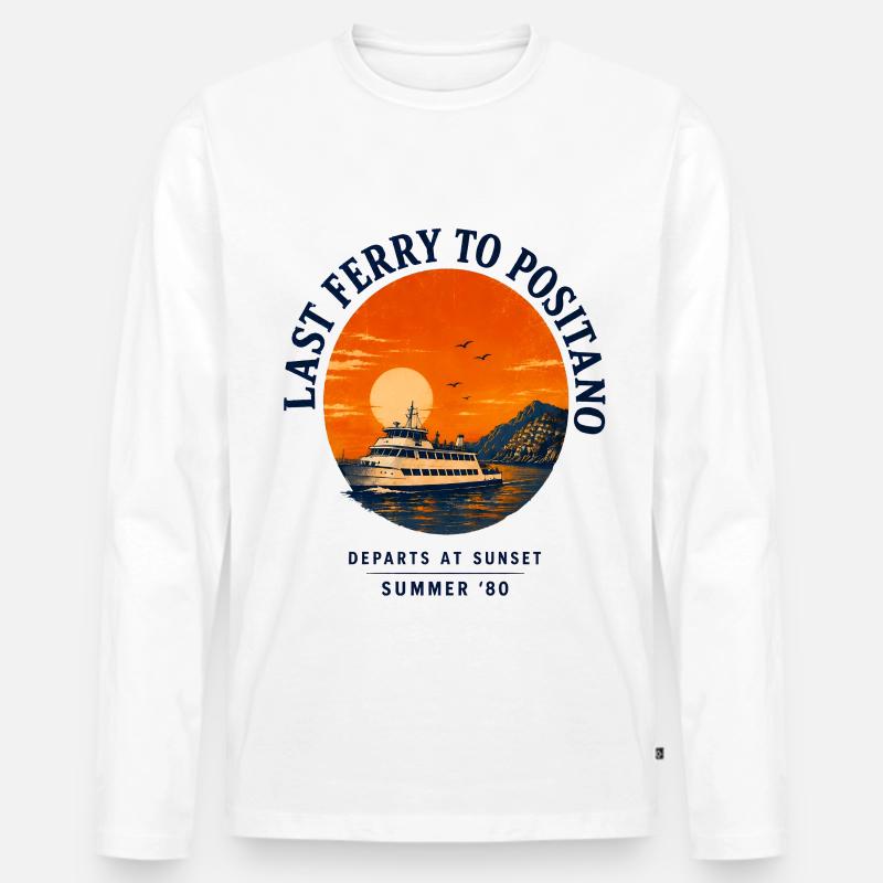 Coast Positano Mediterranean - Männer Premium Bio Langarmshirt - Weiß
