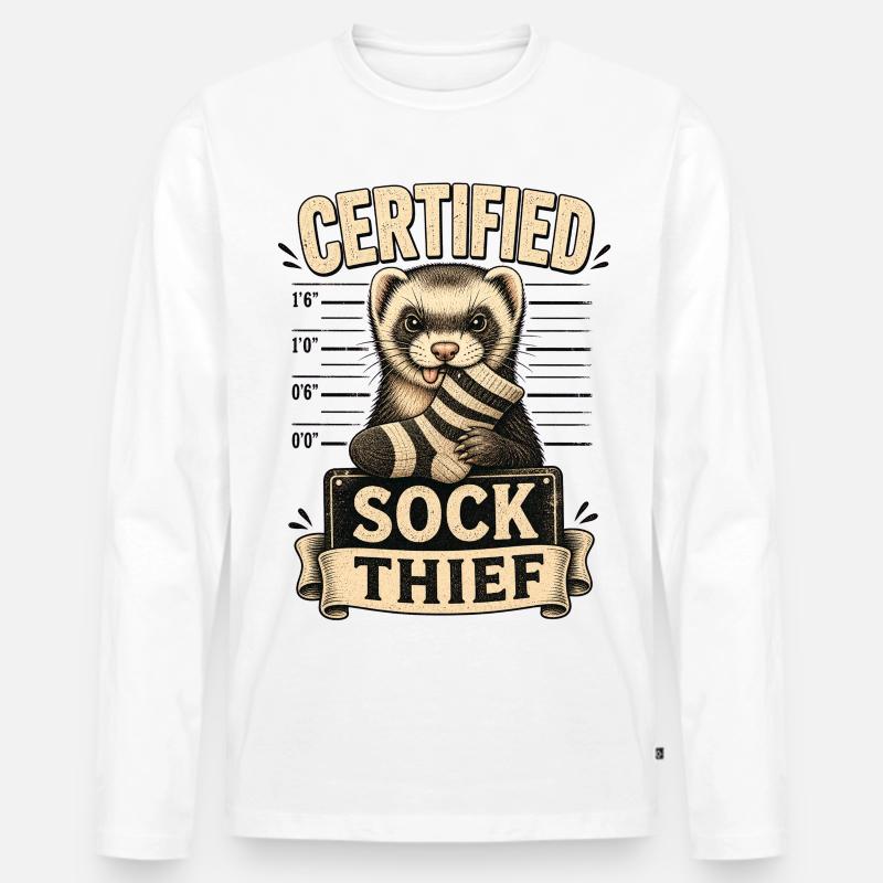 CERTIFIED SOCK THIEF - Männer Premium Bio Langarmshirt - Weiß