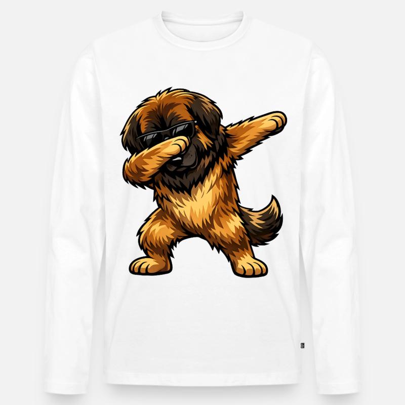 Dabbing Leonberger - Männer Premium Bio Langarmshirt - Weiß