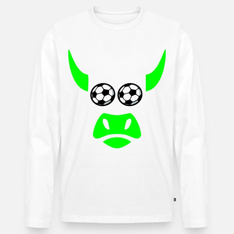 Fußball Grillfleisch - Männer Premium Bio Langarmshirt - Weiß
