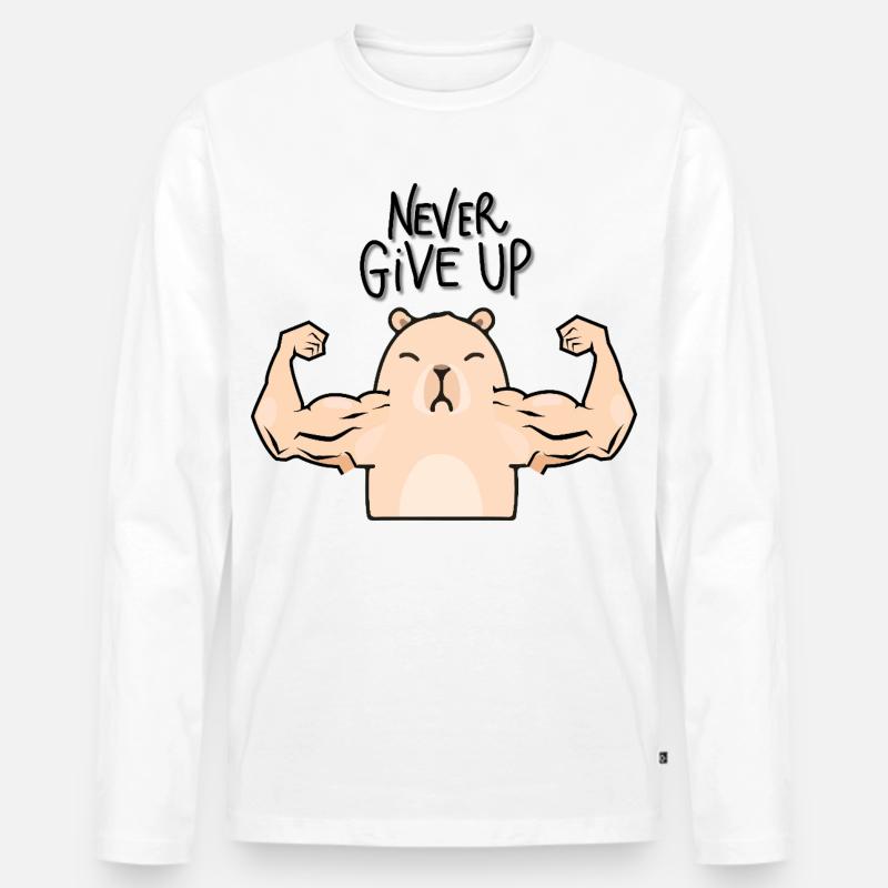 Capybara-Bodybuilder - Männer Premium Bio Langarmshirt - Weiß