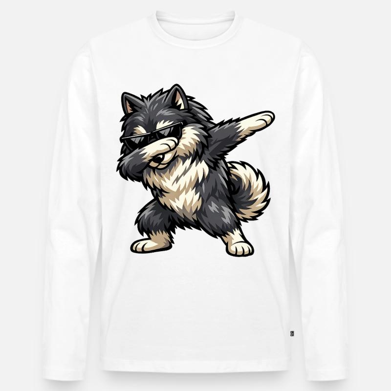 Dabbing Wolfsspitz - Männer Premium Bio Langarmshirt - Weiß