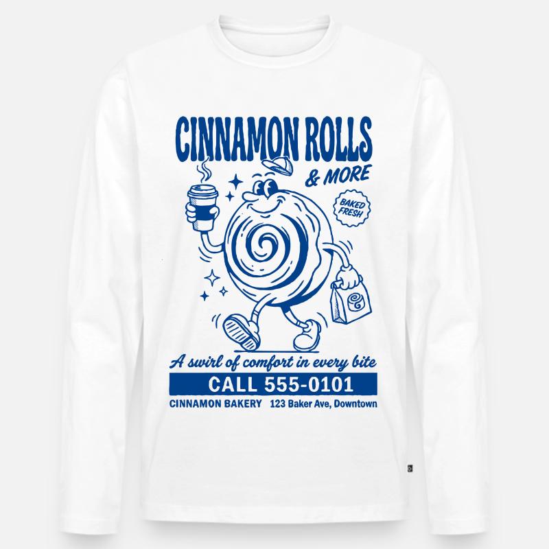Retro Cinnamon Roll Bakery - Männer Premium Bio Langarmshirt - Weiß