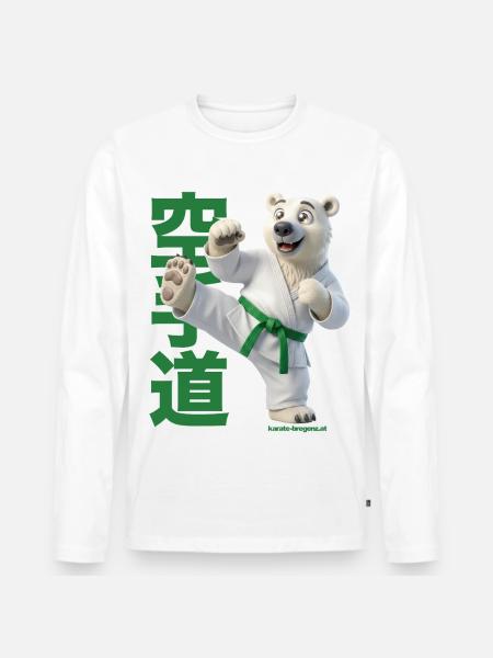 Karate Eisbär - Männer Premium Bio Langarmshirt - Weiß