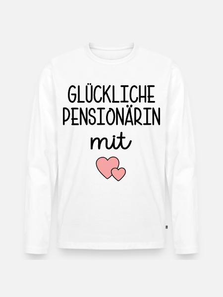 Herz - Glückliche Pensionärin - Männer Premium Bio Langarmshirt - Weiß