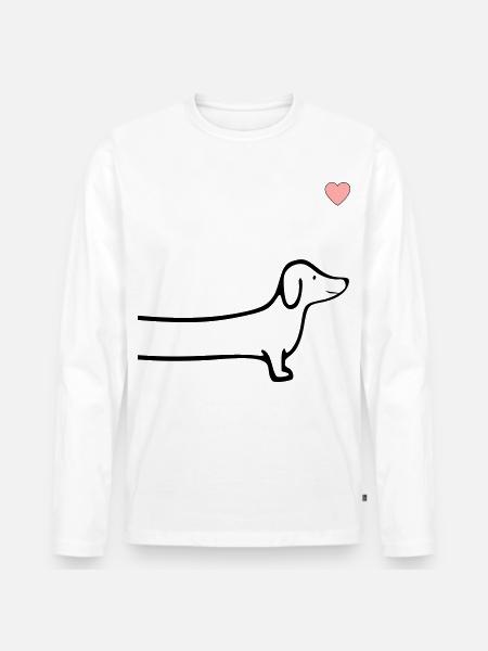 Chiens Cœur de teckel - T-shirt manches longues Premium bio Homme - blanc