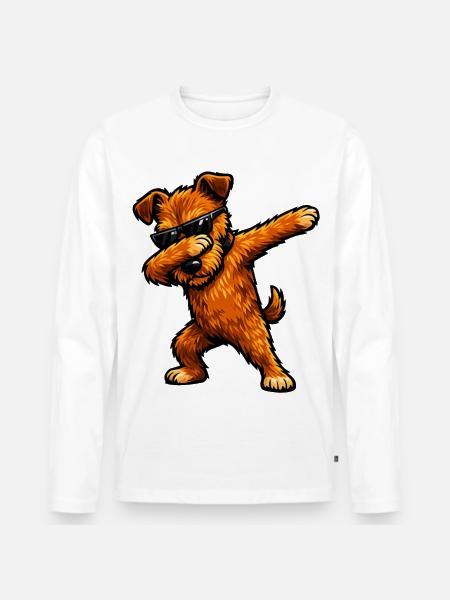 Dabbing Irish Terrier in Comic Style - Men's Premium Organic Long Sleeve Shirt - white