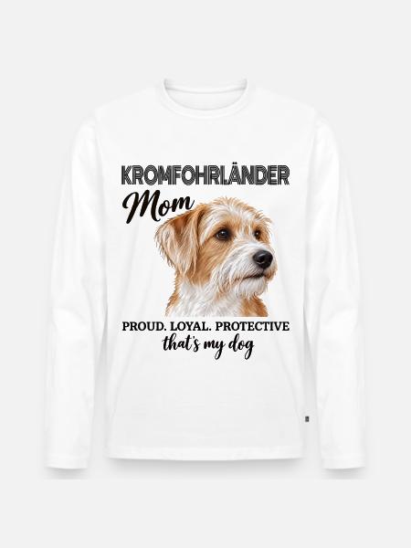 Kromfohrländer Mom Proud Loyal Protective - Männer Premium Bio Langarmshirt - Weiß