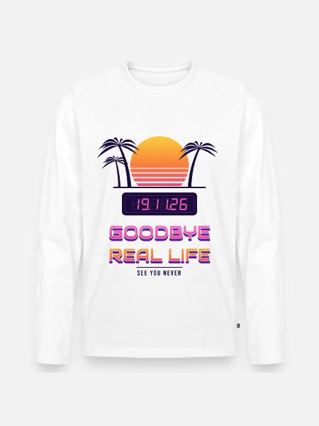 Goodbye Real Life 19.11. - Männer Premium Bio Langarmshirt - Weiß