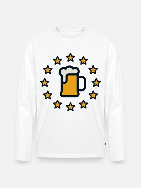 EU Bierkrug Sternenkranz - Männer Premium Bio Langarmshirt - Weiß