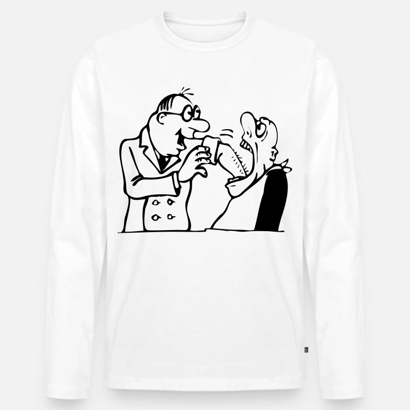 Brutaler Zahnarzt - Männer Premium Bio Langarmshirt - Weiß