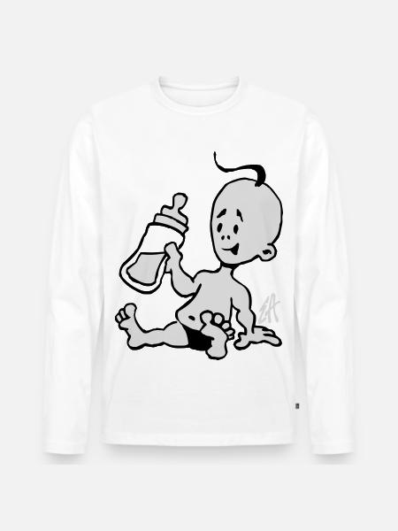 Baby with a milk bottle - Men's Premium Organic Long Sleeve Shirt - white