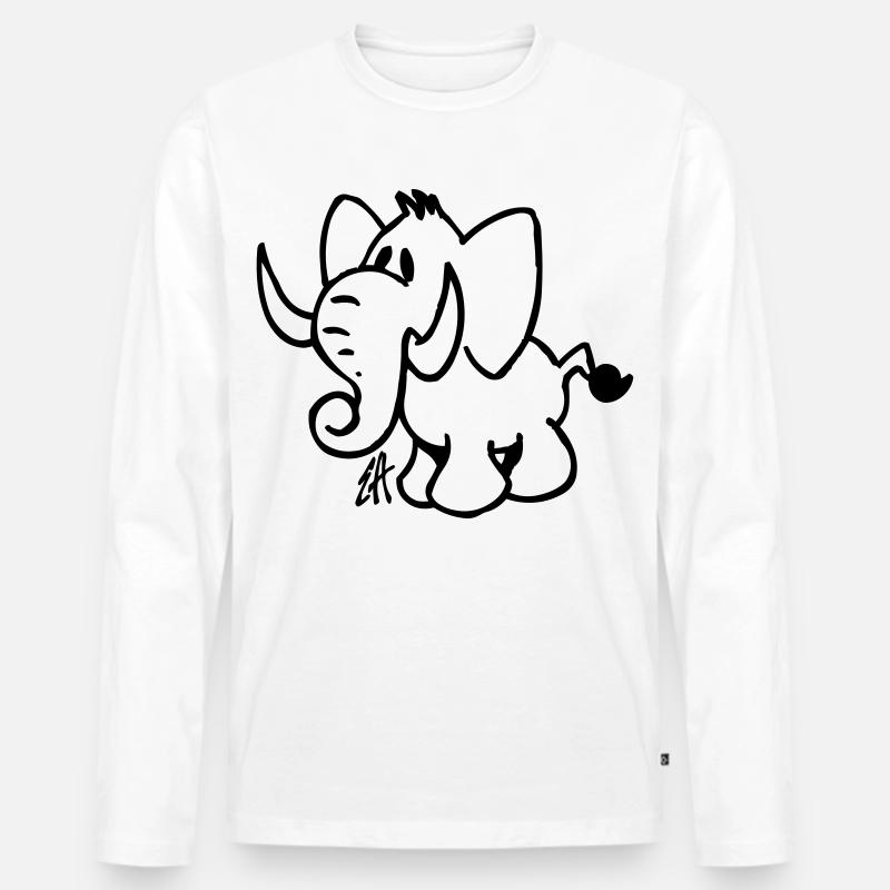 Elefant - Männer Premium Bio Langarmshirt - Weiß