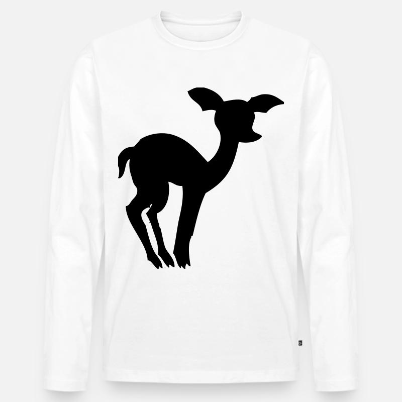 Scheues Reh - Männer Premium Bio Langarmshirt - Weiß