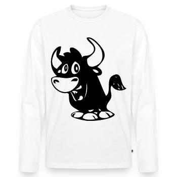 Bull - T-shirt manches longues Premium bio Homme - blanc - Devant - Nico (187cm)