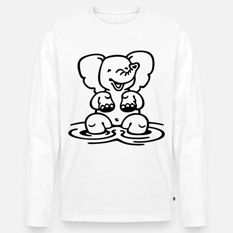 Elefant - Männer Premium Bio Langarmshirt - Weiß