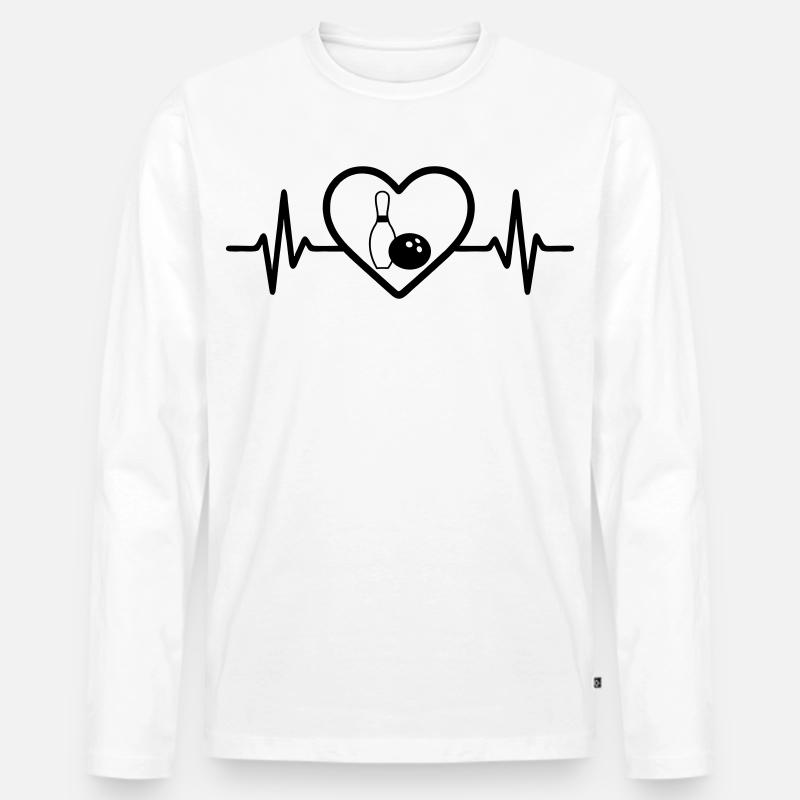 Bowling Herz Freizeit - Männer Premium Bio Langarmshirt - Weiß