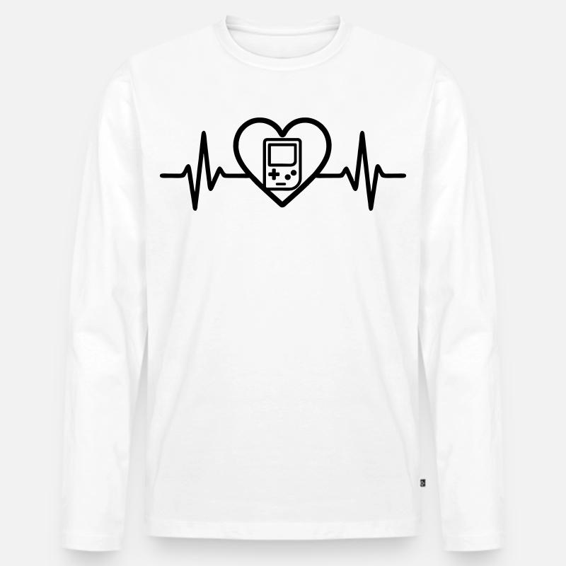 Herz Retrogaming – Tragbare Retro-Konsole - Männer Premium Bio Langarmshirt - Weiß
