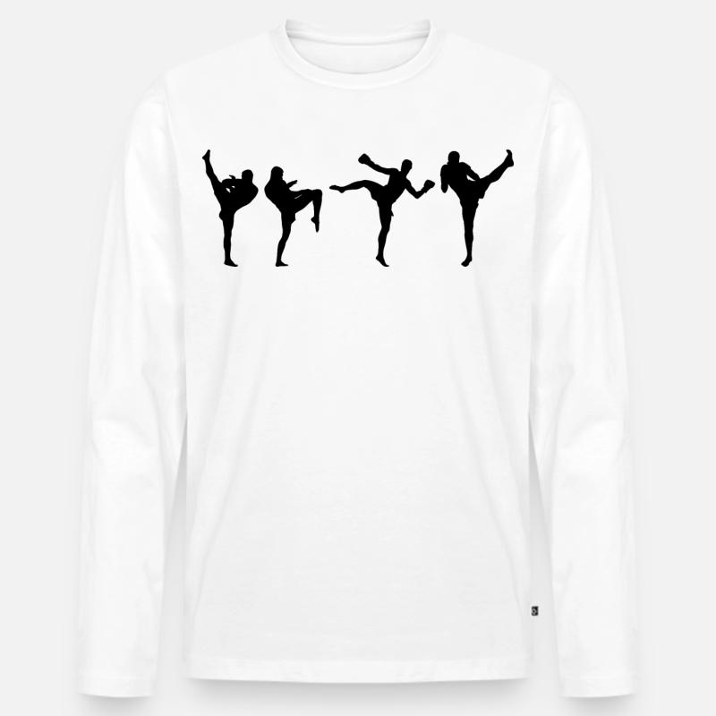Kickboxer - Männer Premium Bio Langarmshirt - Weiß