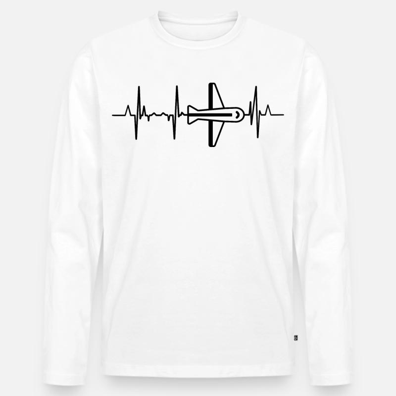 Luftfahrt Herzklopfen - Männer Premium Bio Langarmshirt - Weiß