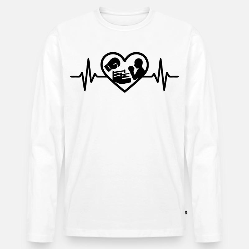 Boxen Herz Handschuh Ring Silhouette - Männer Premium Bio Langarmshirt - Weiß