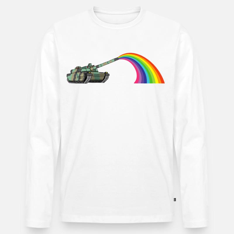 Regenbogenpanzer - Männer Premium Bio Langarmshirt - Weiß