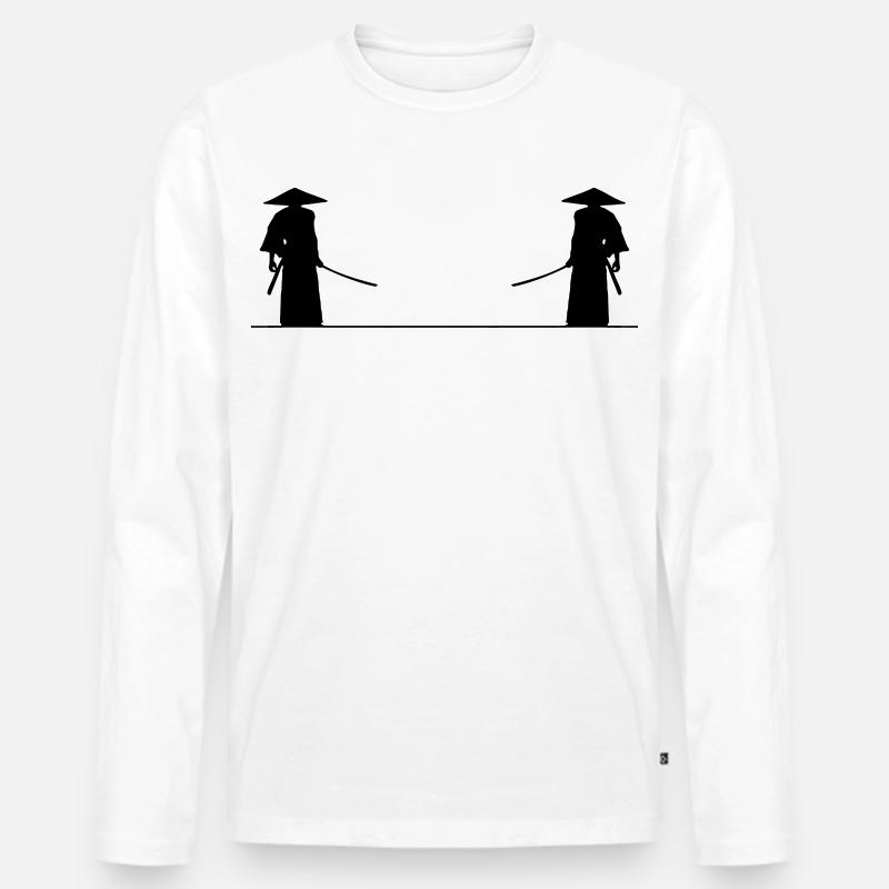 Samurai Kampf - Männer Premium Bio Langarmshirt - Weiß