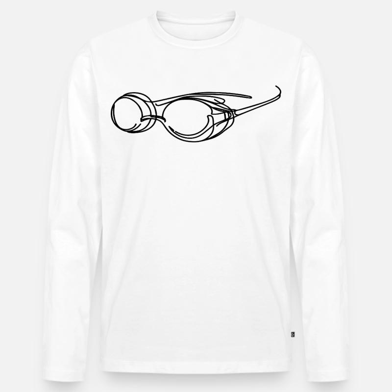 Schwimmbrille Grafik - Männer Premium Bio Langarmshirt - Weiß