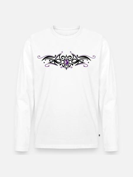 Tribal Tattoo ornament with gemstone. - Men's Premium Organic Long Sleeve Shirt - white