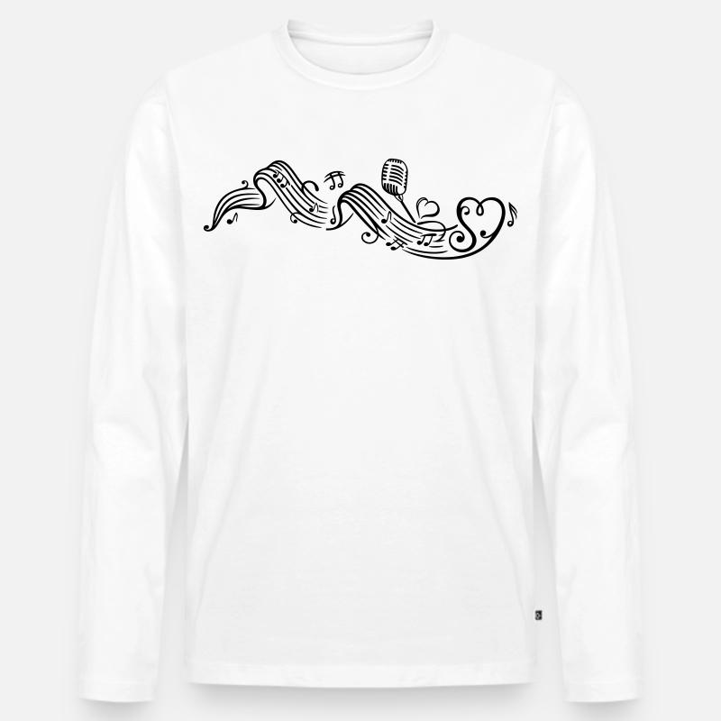 Notenblatt mit microphon, music, notes, clef - T-shirt manches longues Premium bio Homme - blanc