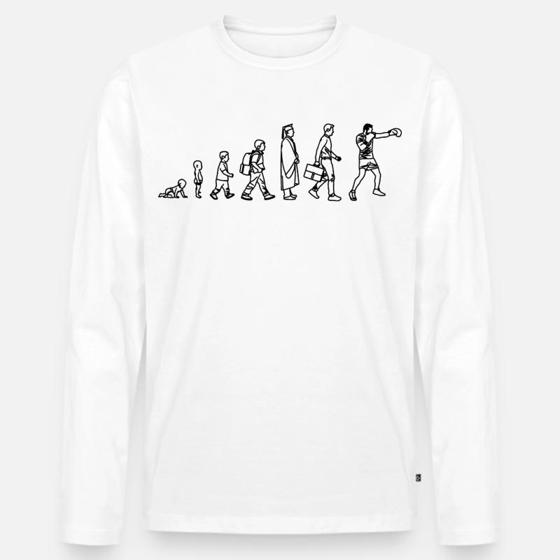Boxen Evolution - Männer Premium Bio Langarmshirt - Weiß