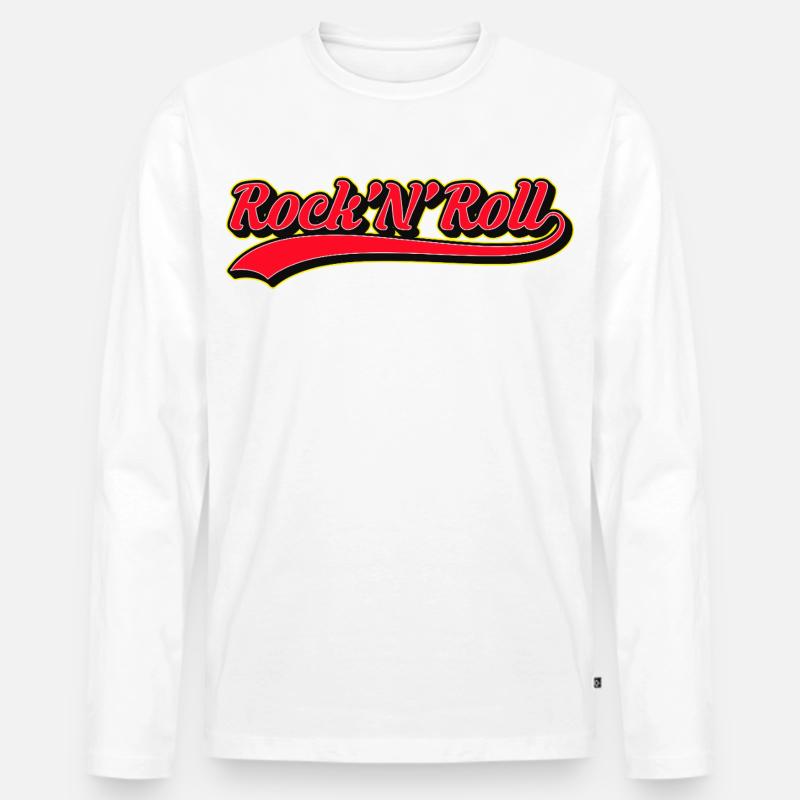Rock 'N' Roll Retro Script Logo - Männer Premium Bio Langarmshirt - Weiß