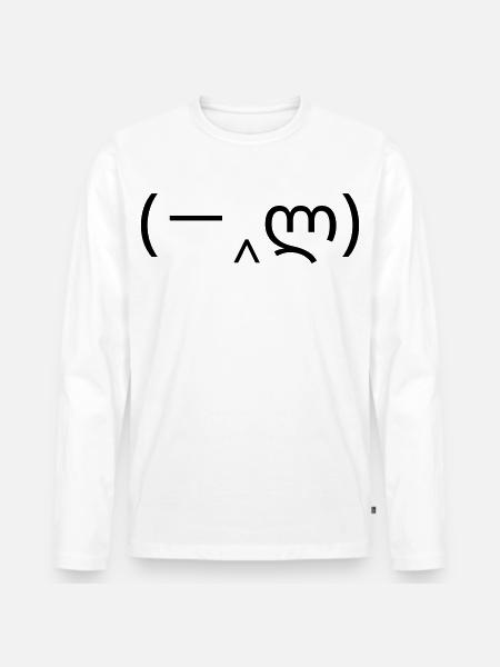 Mains émoticôniques (-‸ლ) facepalm devant le visage - T-shirt manches longues Premium bio Homme - blanc