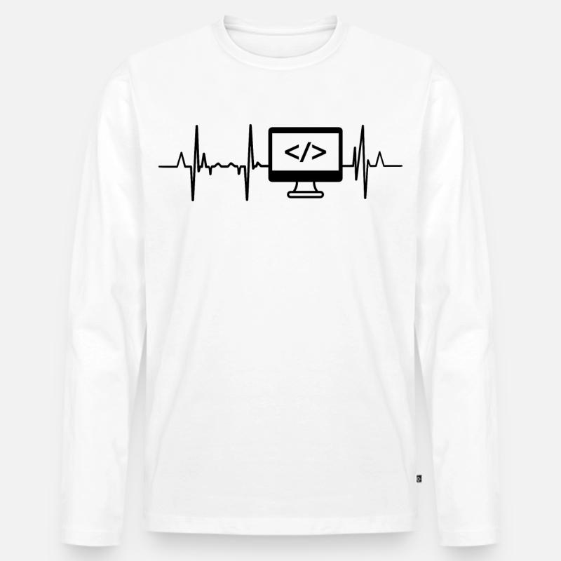 Programmierer Herzschlag - Männer Premium Bio Langarmshirt - Weiß