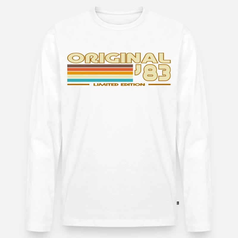 Originales 83 Retro Rainbow - Männer Premium Bio Langarmshirt - Weiß