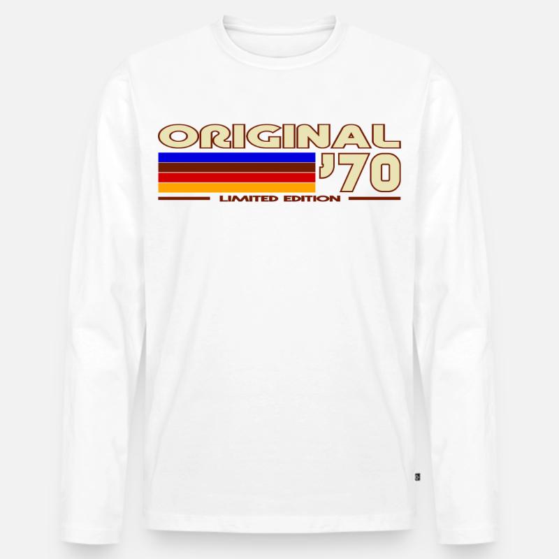 1970 - Männer Premium Bio Langarmshirt - Weiß
