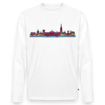 Bordeaux City Skyline Place de la Bourse Art - Men's Premium Organic Long Sleeve Shirt - white - Front - Nico (187cm)