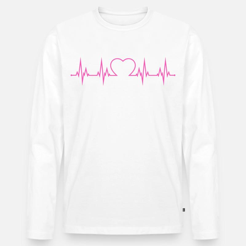 Herzschlag EKG  - Männer Premium Bio Langarmshirt - Weiß