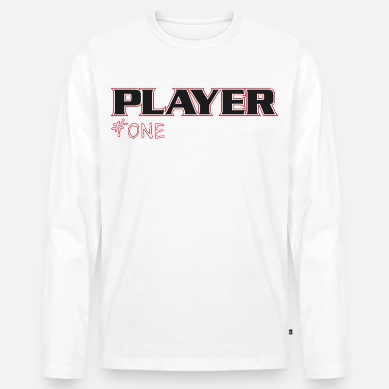 NERDY forever - PLAYER #ONE - Männer Premium Bio Langarmshirt - Weiß