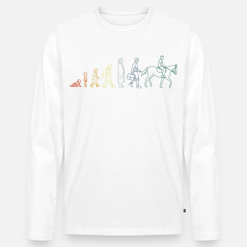 Reitsportler Evolution - Männer Premium Bio Langarmshirt - Weiß