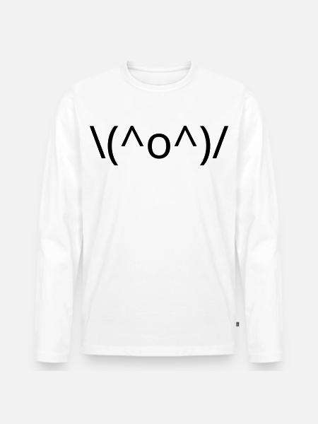 Joy Emote \(^o^)/ Arms Up Kaomoji - Men's Premium Organic Long Sleeve Shirt - white