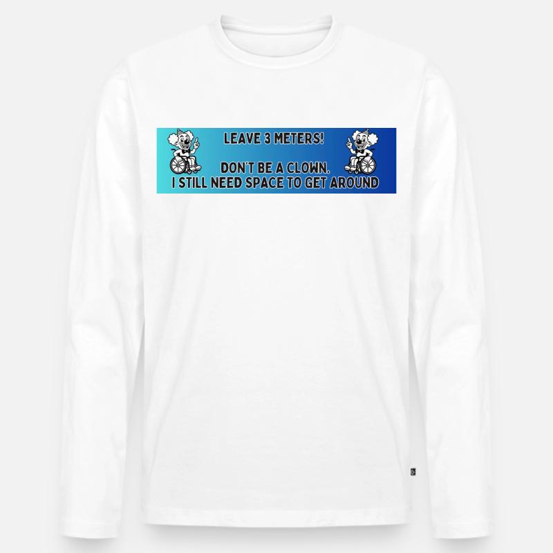 Autoaufkleber eines Rollstuhlclowns # - Männer Premium Bio Langarmshirt - Weiß