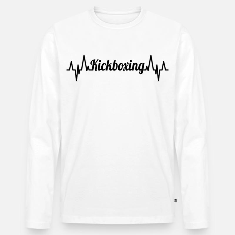 Kickboxen EKG Herzlinie - Männer Premium Bio Langarmshirt - Weiß