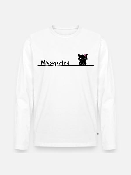 Miesepetra – Funny Cat Pun Petra - Men's Premium Organic Long Sleeve Shirt - white