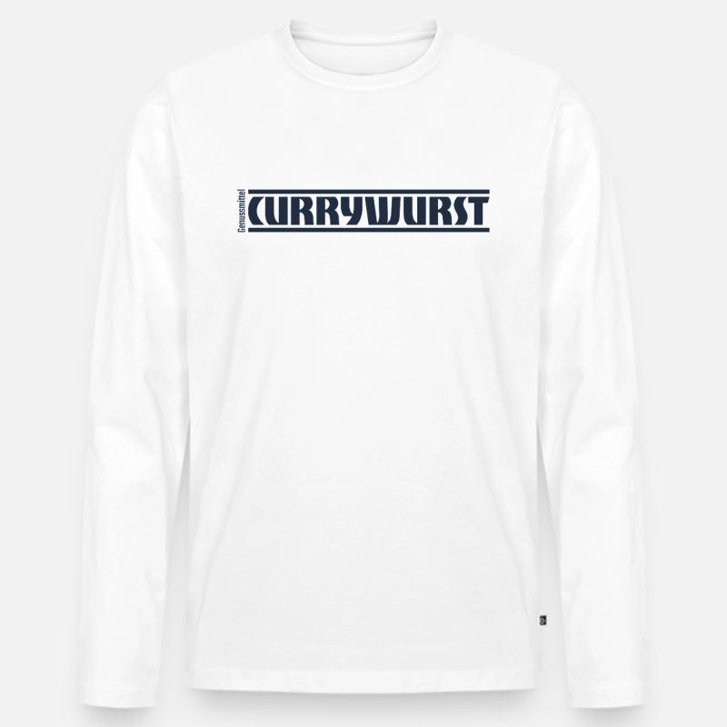 „Genussmittel“ Serie | Currywurst - Männer Premium Bio Langarmshirt - Weiß