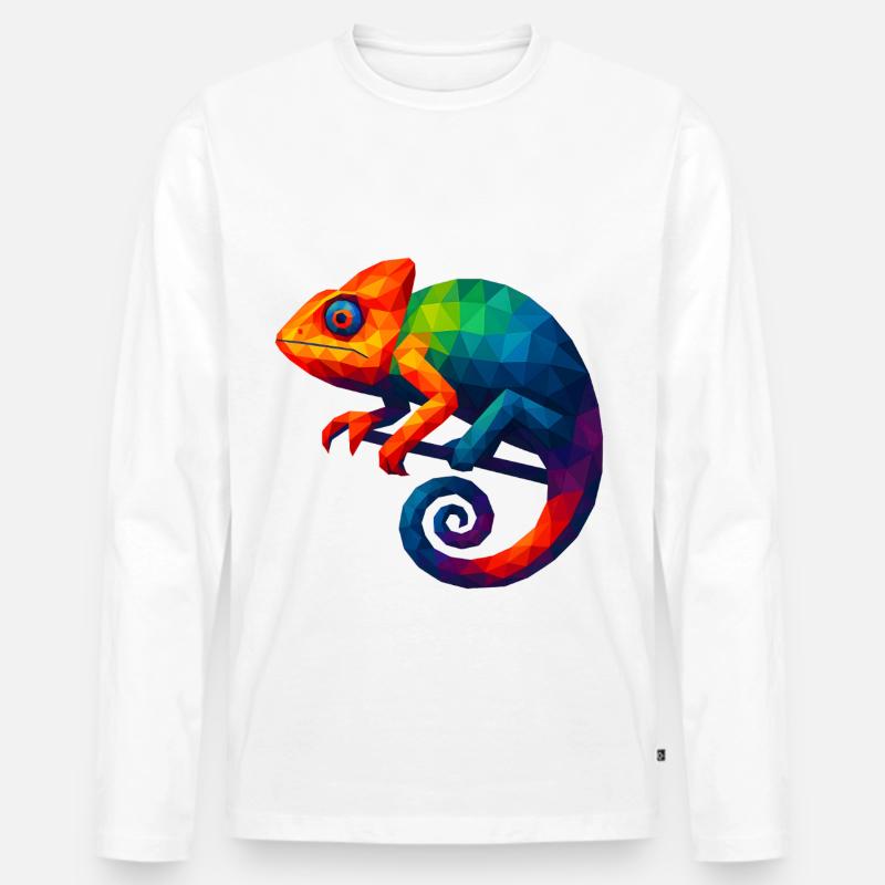 WPAP Stil Tiere - Chamäleon - Männer Premium Bio Langarmshirt - Weiß