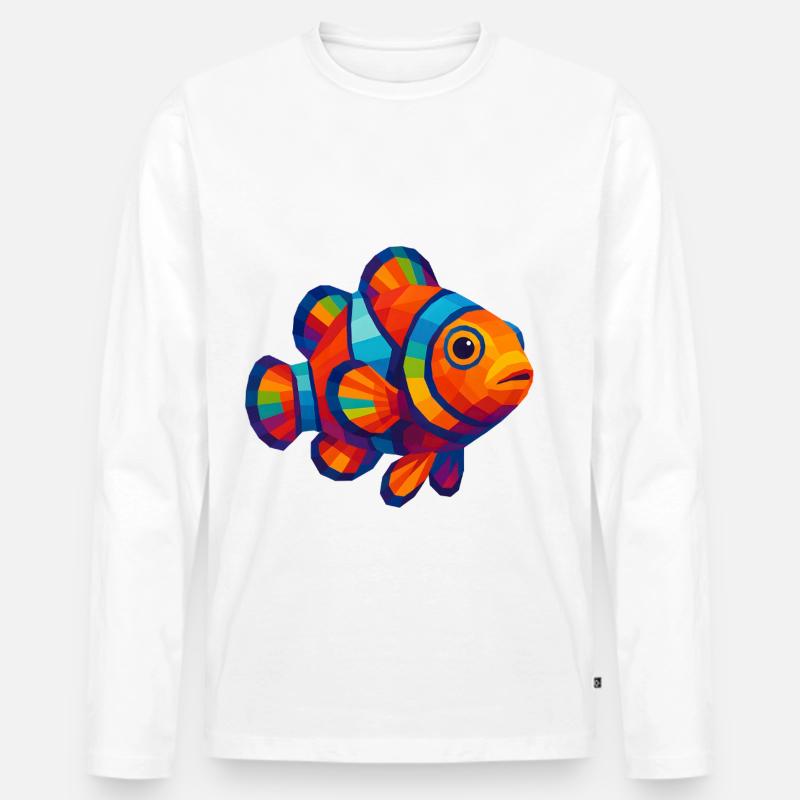 WPAP Polygon Stil Tiere - Clownfisch - Männer Premium Bio Langarmshirt - Weiß