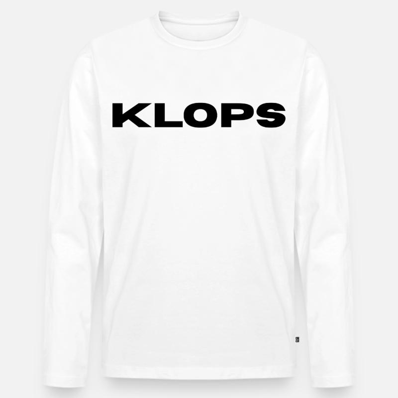 Klops - Hier ist der Name Programm - Männer Premium Bio Langarmshirt - Weiß