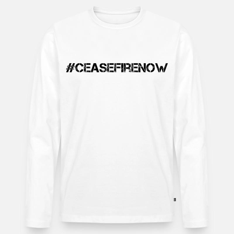 cease fire now - Männer Premium Bio Langarmshirt - Weiß