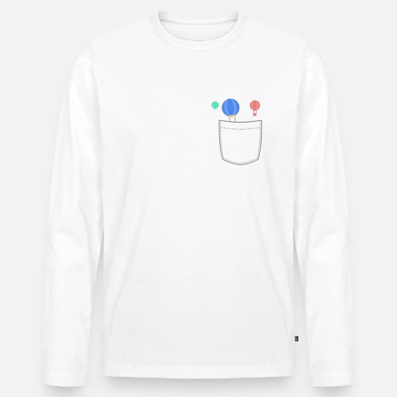 Brusttasche mit Heißluftballons - Männer Premium Bio Langarmshirt - Weiß